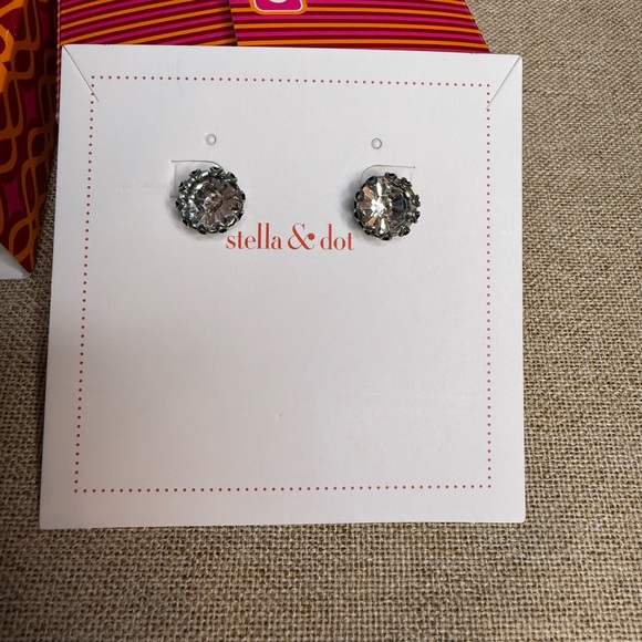 Stella & Dot Sparkling Silver Crystal Earrings - Picture 2 of 4